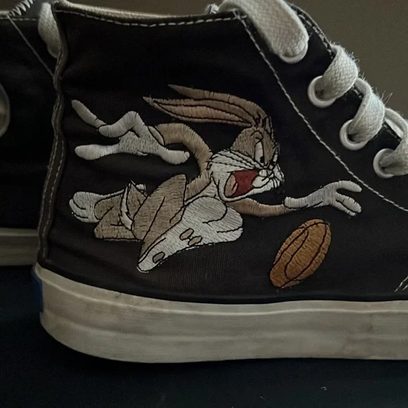 PRO Keds Canvas High Tops Bugs Bunny Blue Heel Tag Mens 9 1/2 Looney Tunes 1993 - Picture 10 of 14